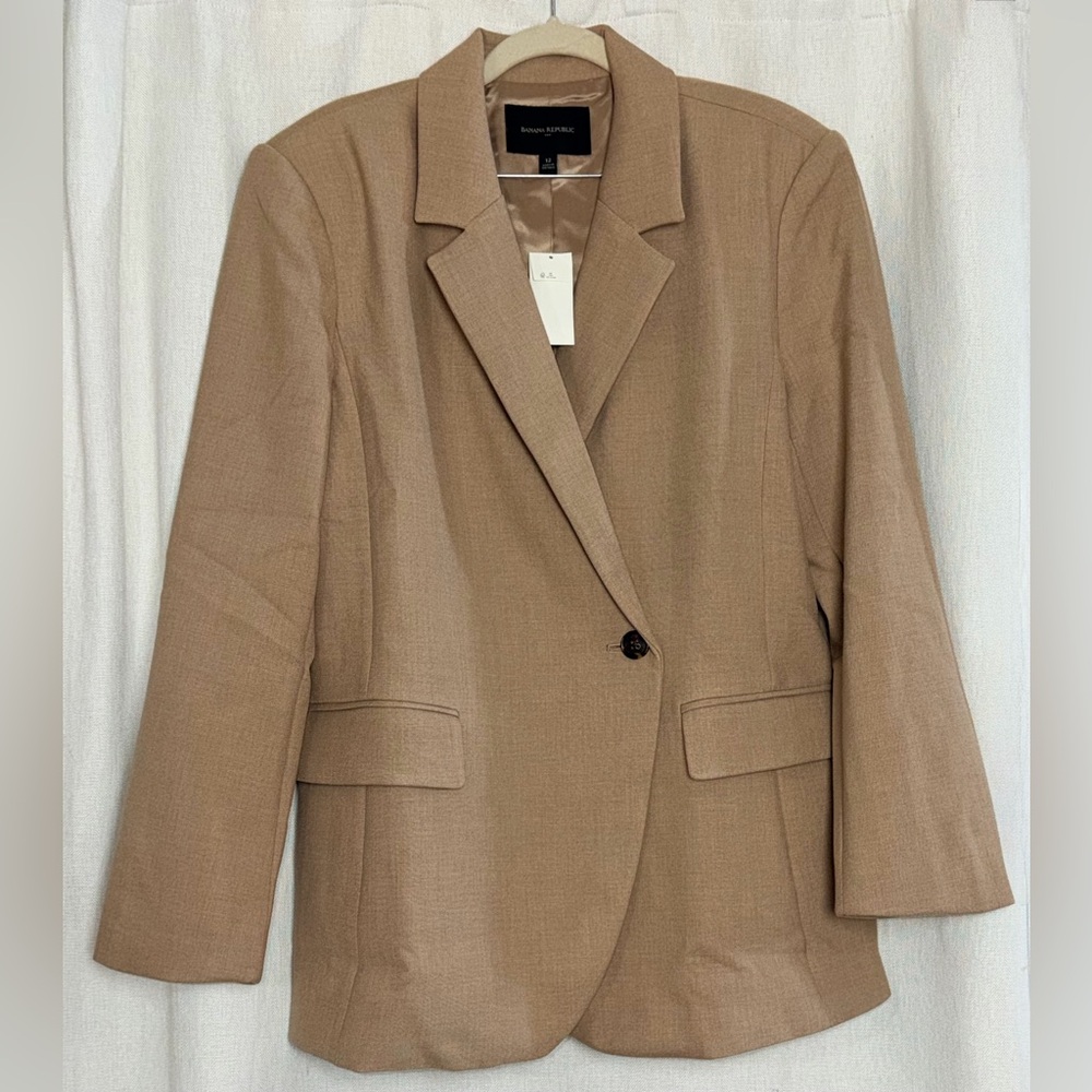 NWT Banana Republic Pant Suit Blazer 12 & Pants 10 Beige Tan 2-Pc Set MSRP $270 - Picture 6 of 16